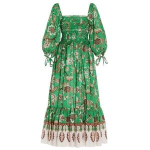 Cara Cara Jazzy Green Smocked Sundress